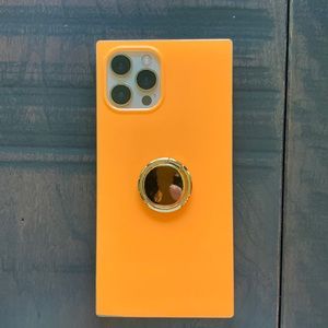 Apple 12 Pro Max cell phone case by Flaunt and gold phone ring included.